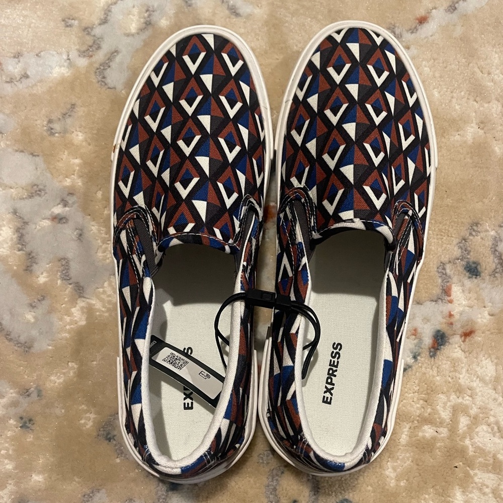 Express men Multicolor Geometric Slip-Ons